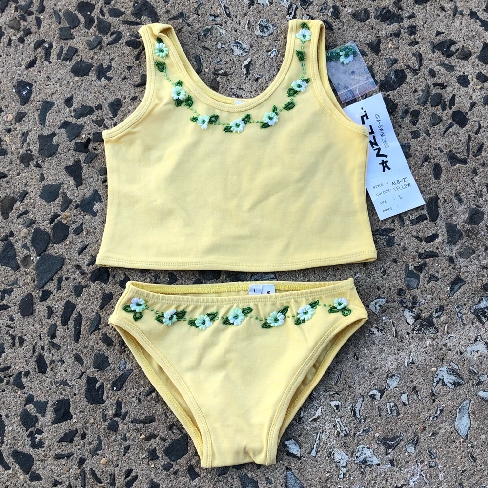 Vintage Hunza G Kids Yellow Two Piece Bikini